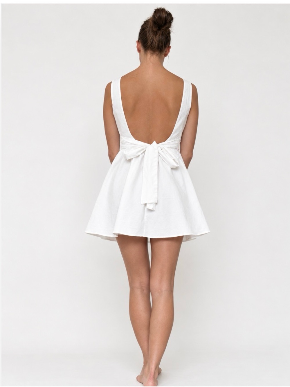 wild fable White Backless Mini Dress with Tie Bow